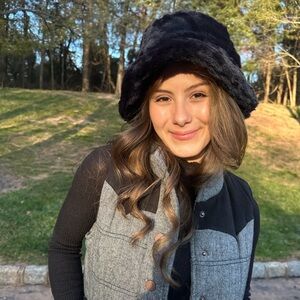 Black Faux Fur Bucket Hat